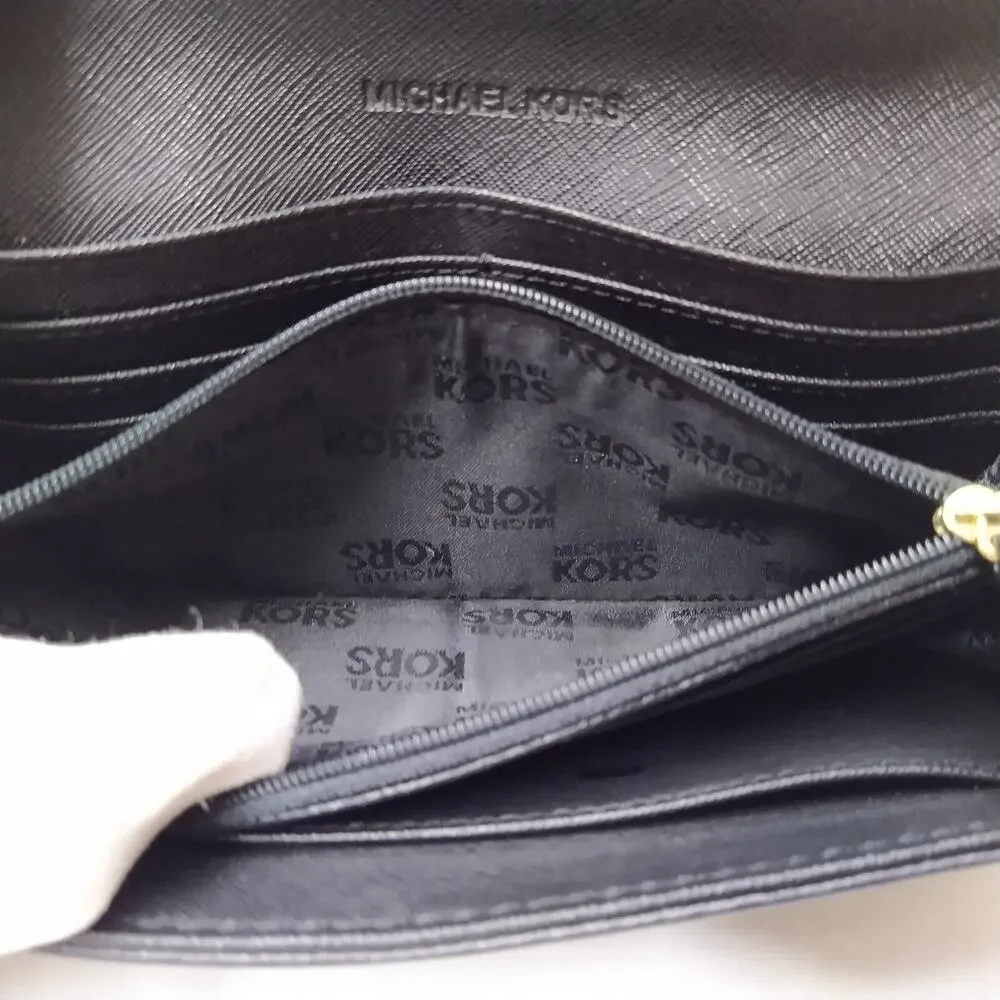 Michael Kors Black Leather Credit Card Bifold Leather Wallet